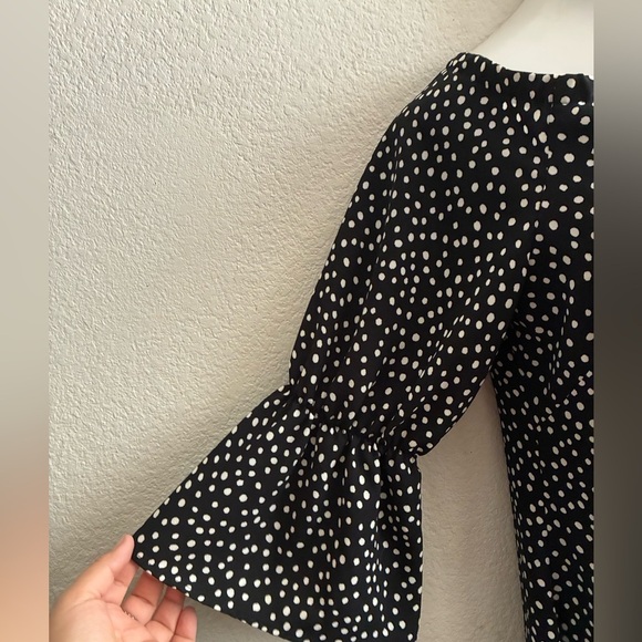 Lauren Ralph Lauren Black and White Dotted Off-Shoulder Sheath Dress 14 - Picture 5 of 14